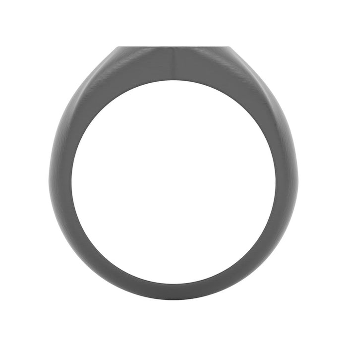 16.5MM Shield Black PVD over Sterling Silver Ring with Bold Shield Design and Brushed Finish