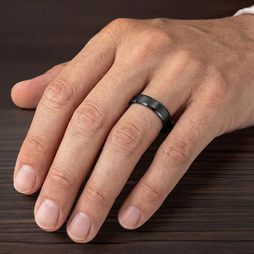 4MM Tungsten Carbide Ring - Brush Finish and Bevel Edge