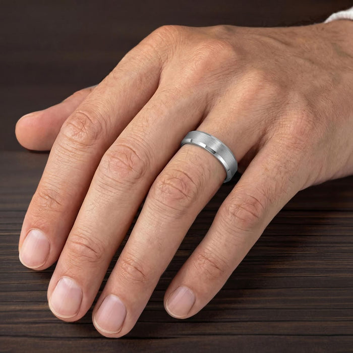 4MM Tungsten Carbide Ring - Brush Finish and Bevel Edge