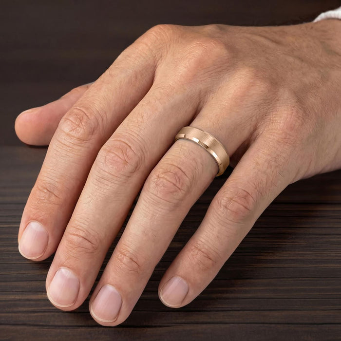 5MM Tungsten Carbide Ring - Brush Finish and Bevel Edge