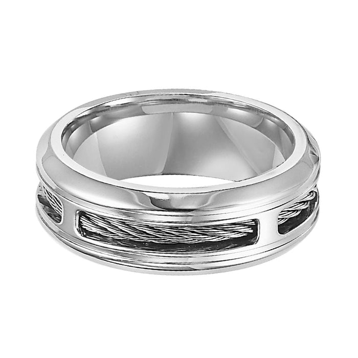 7mm Stainless steel comfort fit band with cable inlay