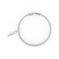 8" On-Trend Sterling Silver Box Chain Bracelet with Feather Charm and Silver Rhodium Finish