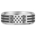8MM Contemporary Stainless Steel Ring with Laser Engraved USA Flag Motif and Beveled Edge Profile