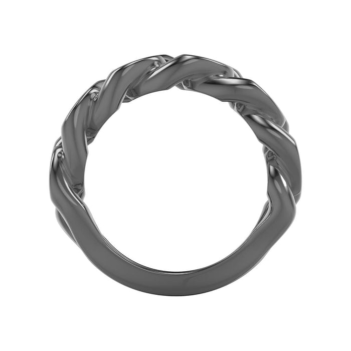 8MM Essentials Black Ruthenium over Sterling Silver Curb Link Center Ring with Polished Finish