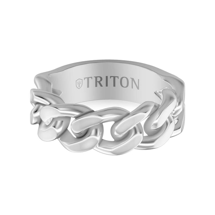 8MM Essentials Sterling Silver Curb Link Center Ring with Polished Finish