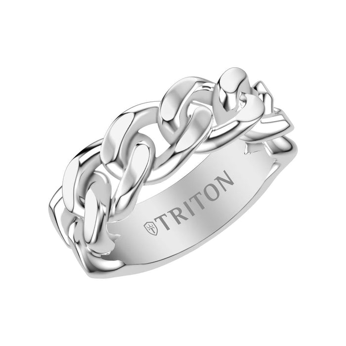 8MM Essentials Sterling Silver Curb Link Center Ring with Polished Finish