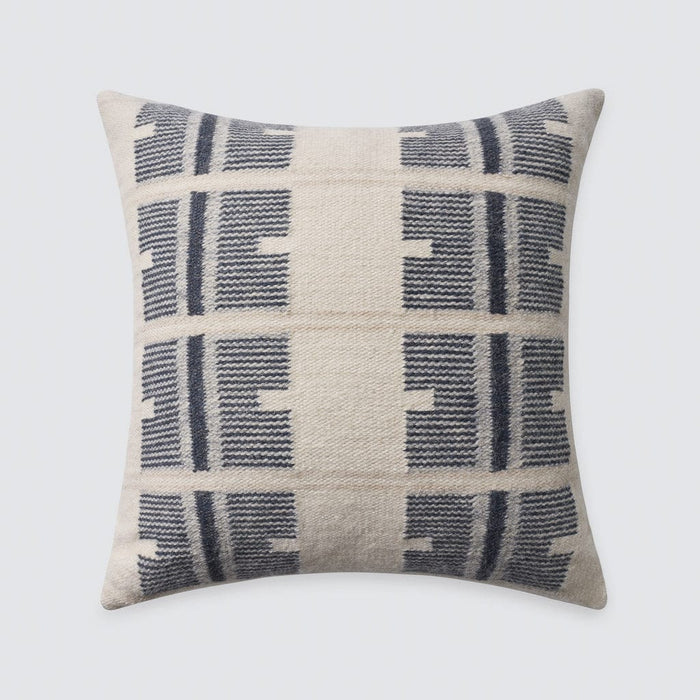 Geometric patterned pillow, stone-blue