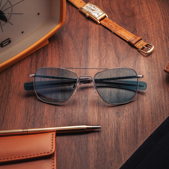 Aviator - Satin Gunmetal & Blue Hydro - Prescription Sunglasses