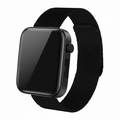 Black smartwatch with a black band on a white background