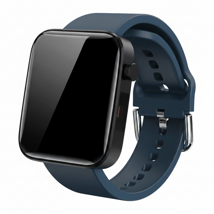 Smartwatch with a blue strap on a white background