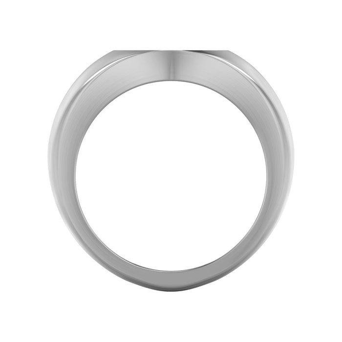 Brushed Matte Sterling Silver Essentials Signet Ring with Starburst Design and J Curved Edge