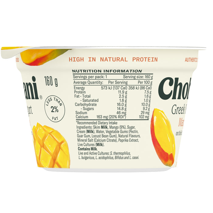 Chobani Mango Greek Yogurt 160G X 8