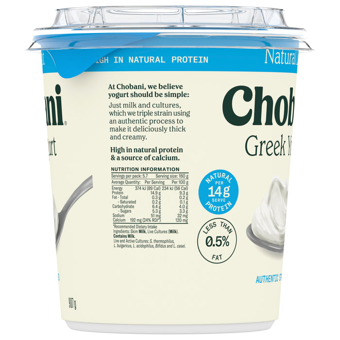 Chobani Tub Natural Light 907G X 6