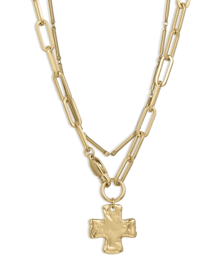 Chunky Cross and Pure Chain Necklace Set