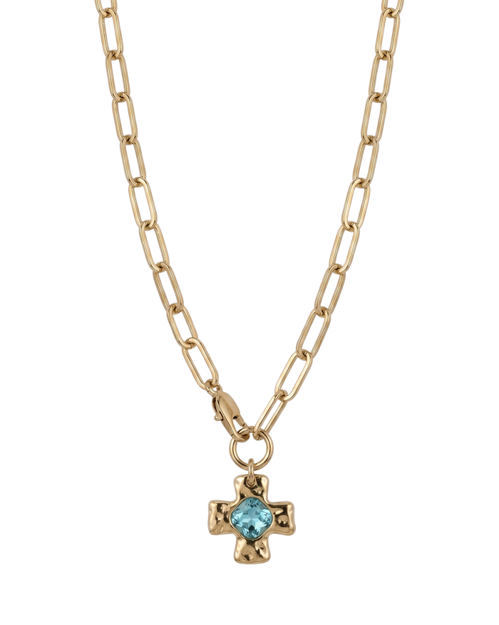 Chunky Cross Chain - Aqua Blue