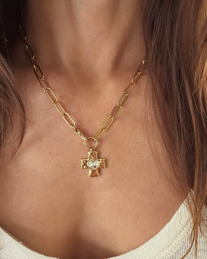 Chunky Cross Chain - Crystal