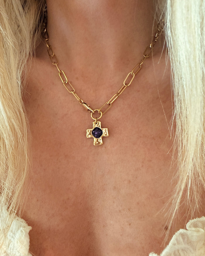 Chunky Cross Chain - Purple
