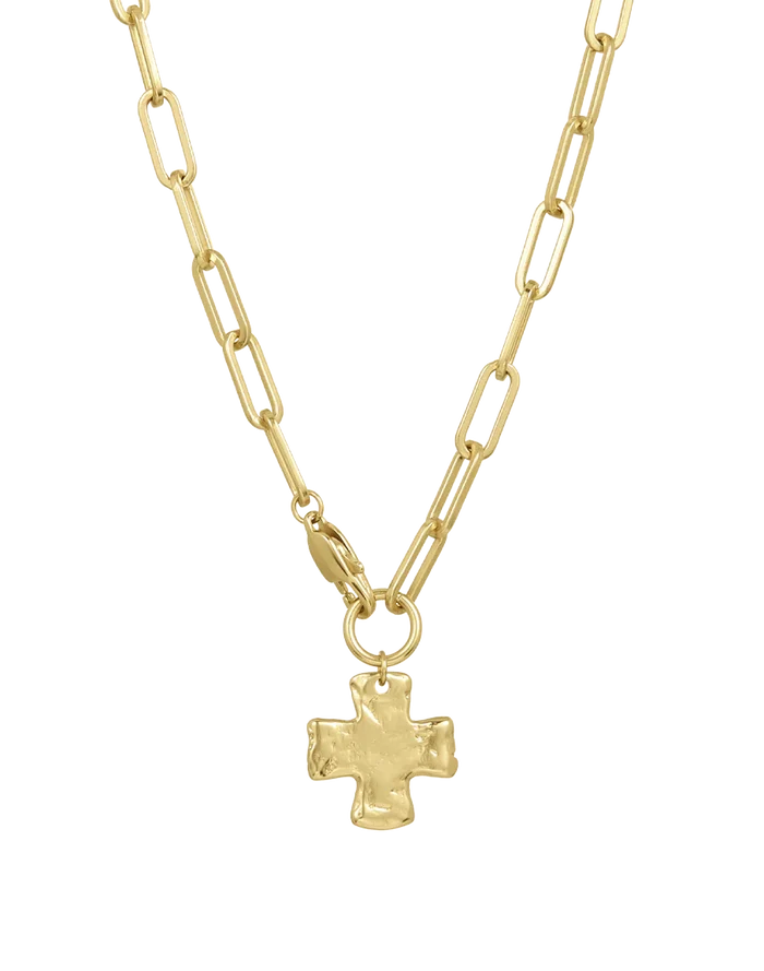 Chunky Cross Chain Birthstone Necklace