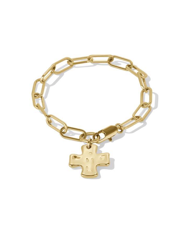 Chunky Cross Bracelet in gold, style B product shot on white background