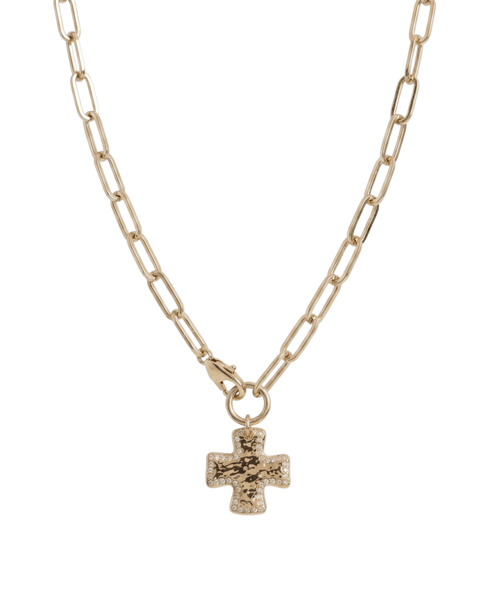 Chunky Cross Chain Necklace - Crystal Edge