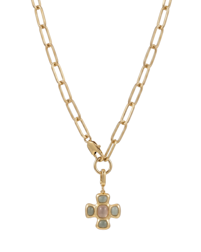 Chunky Cross Chain Necklace - Stone Edition