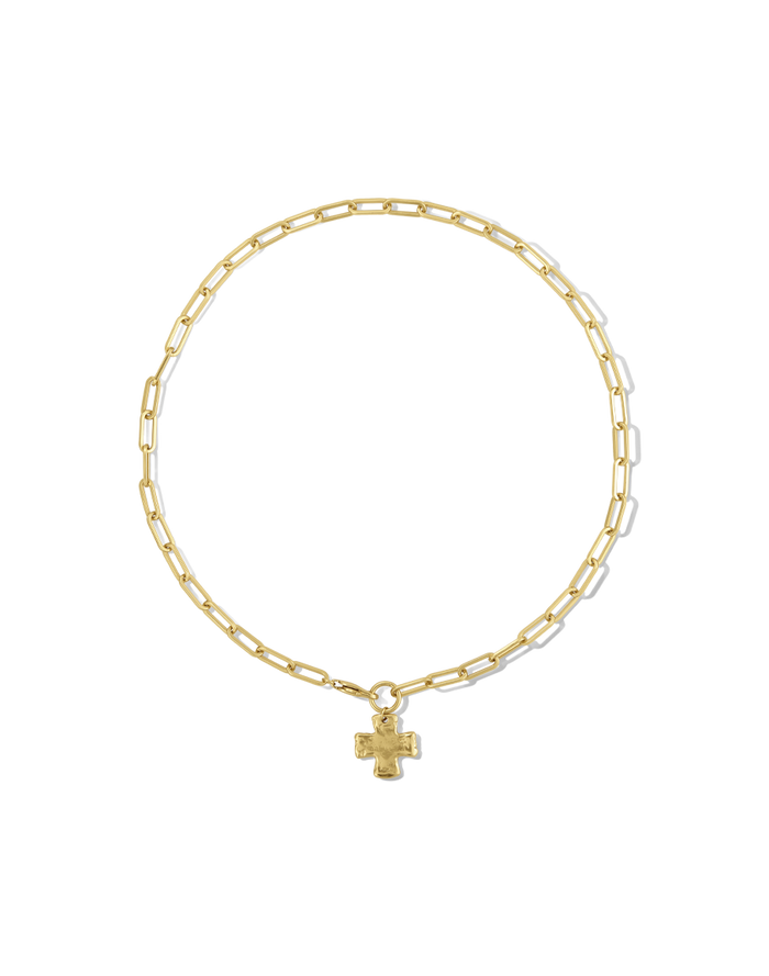 Chunky Chain Cross Necklace in gold, style B product shot on white background