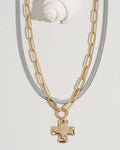 Chunky Cross Necklace Set - Mixed Metals