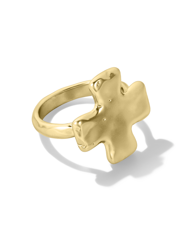 Gold ring featuring a chunky cross design