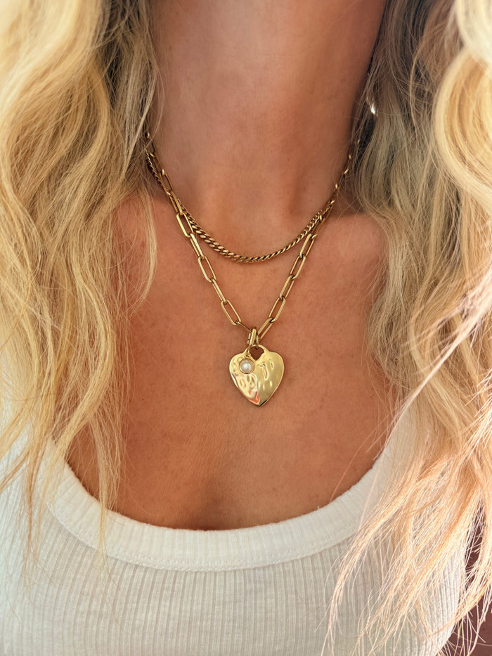 Chunky Heart Birthstone Necklace