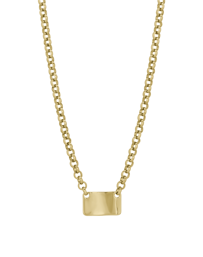 Chunky ID Necklace in gold, style A product shot on white background