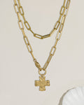 Chunky cross chain necklace composition photo showing multiple styles