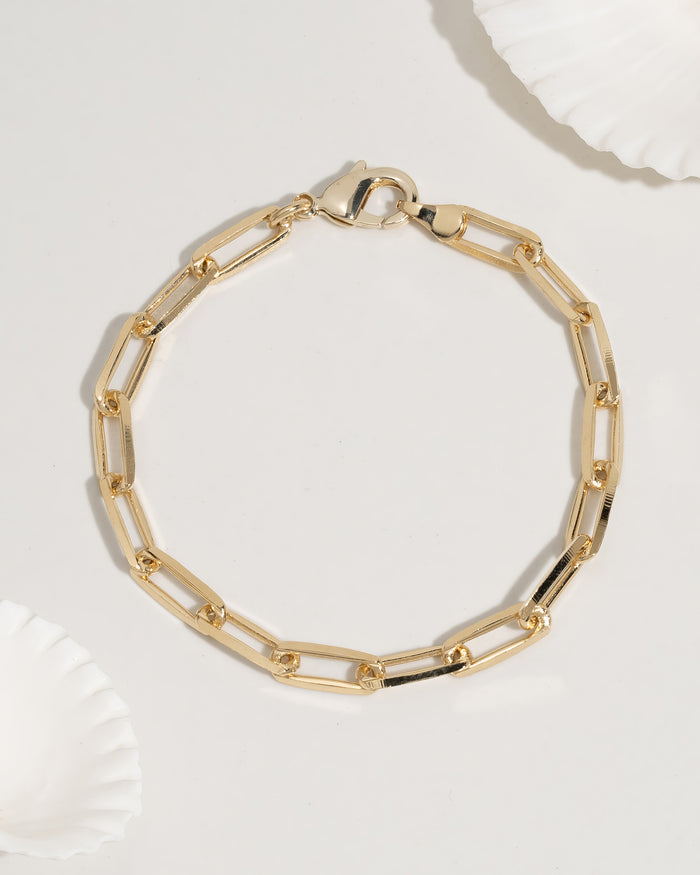 Gold chunky paperclip chain bracelet