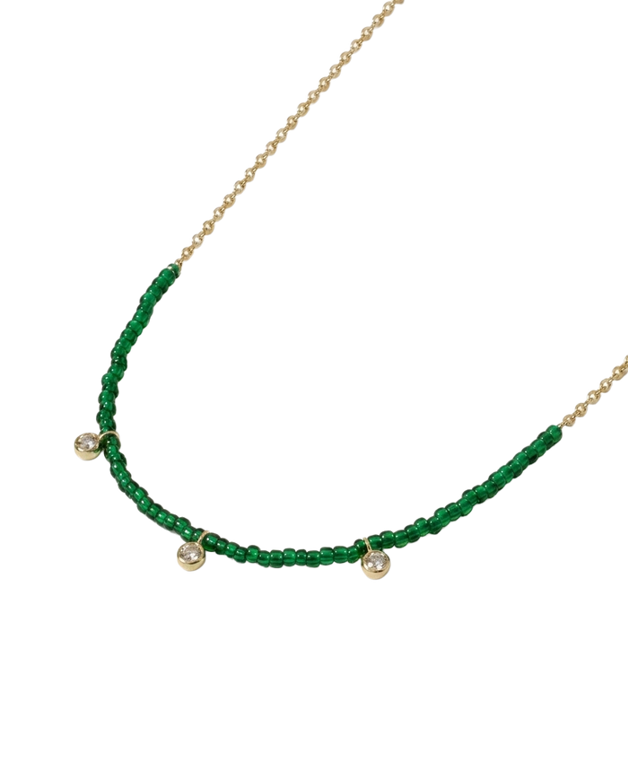 Beaded necklace with mixed crystal and gold bead accents