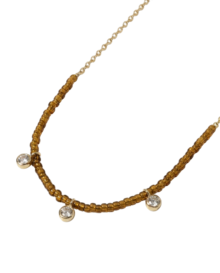 Beaded necklace with mixed crystal and gold bead accents
