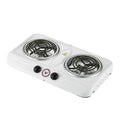 Diamond Brand white double spiral electric stove with two hot plates and six-level heat control