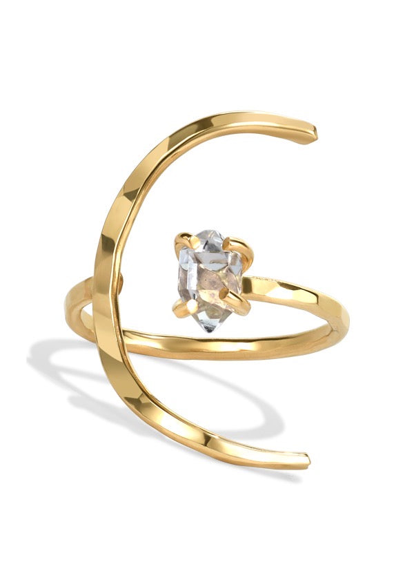 Close-up of a gold ring with a stone