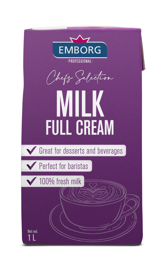 Emborg Full Cream Milk, UHT 3.0% Fat 1L x 12