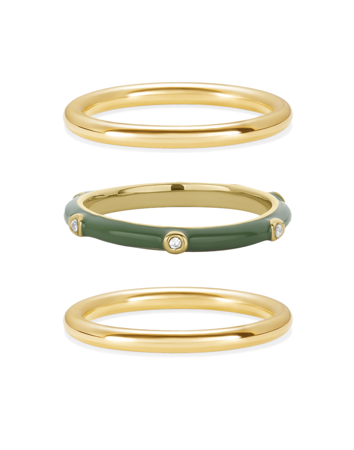 Green Enamel Stacking Ring product shot on white background