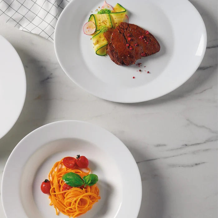 Grangusto 12.5" x 10.25" Opal Glass Oval Dinner Plate (Set of 12)