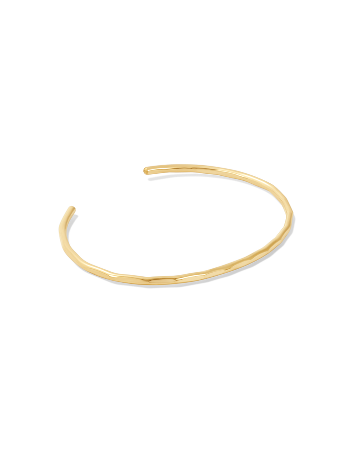 Gold hammered open bangle bracelet