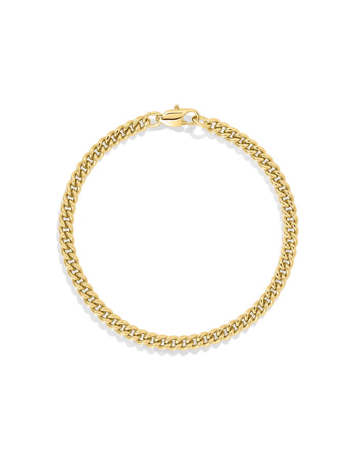 Curb Chain Bracelet in gold, style A product shot on white background