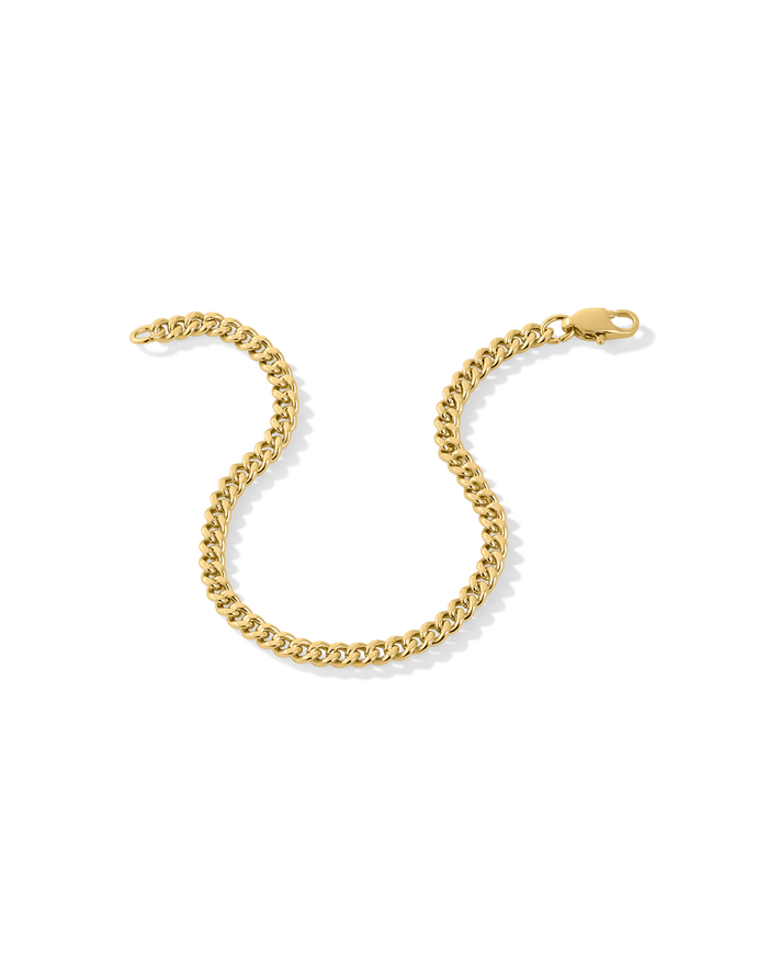 Curb Chain Bracelet in gold, style B product shot on white background