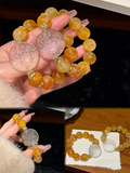 Himalayan Rose & Amber-Tone Stone Bracelet — Abundance