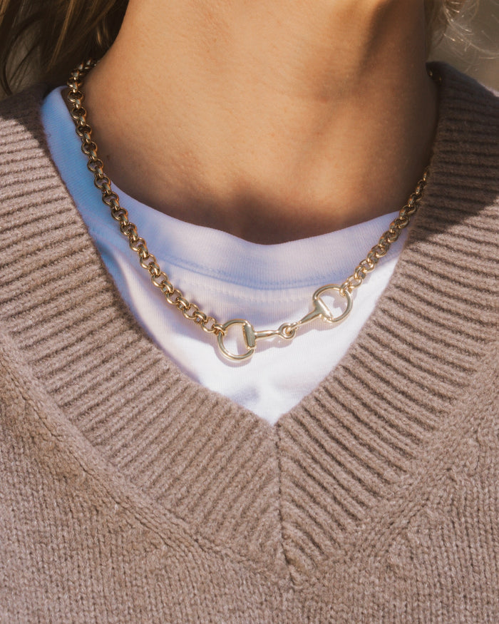 James Michelle editorial photo with model wearing Horse Bit Necklace