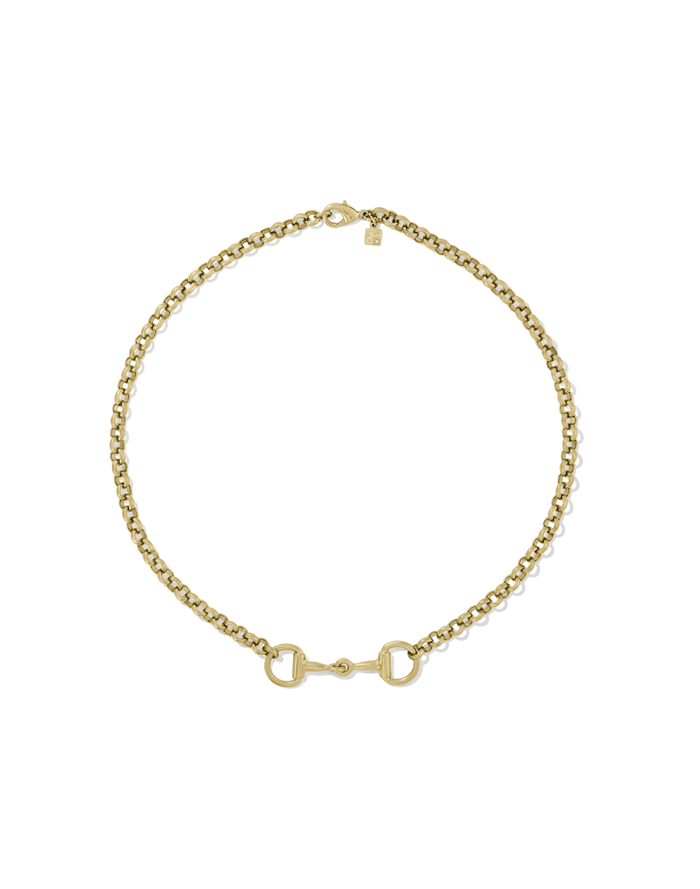 Horse Bit Necklace in gold, style B product shot on white background