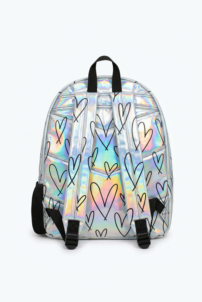 Hype Girls Holographic Glitter Scribble Hearts Backpack