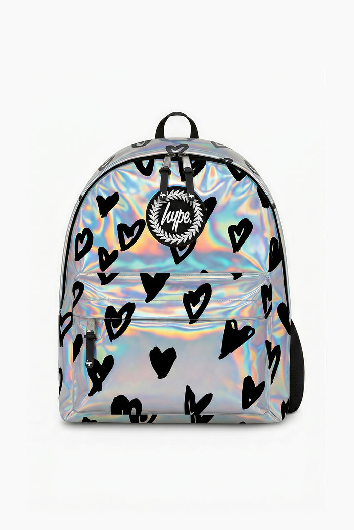 Hype Girls Holographic Scribble Hearts Backpack