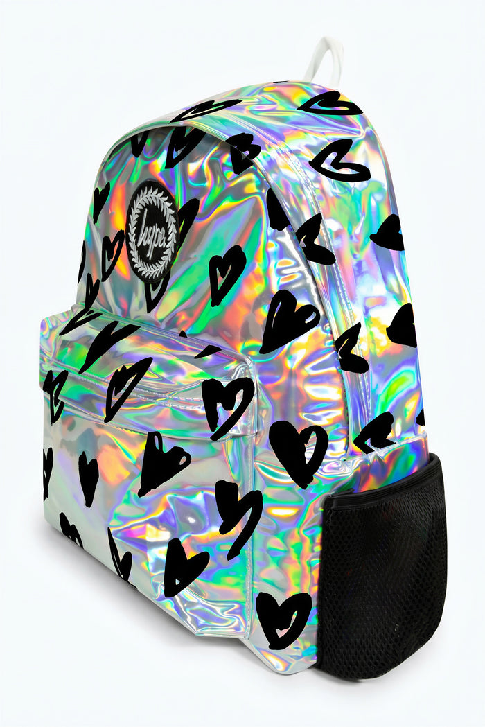 Hype Girls Holographic Scribble Hearts Backpack