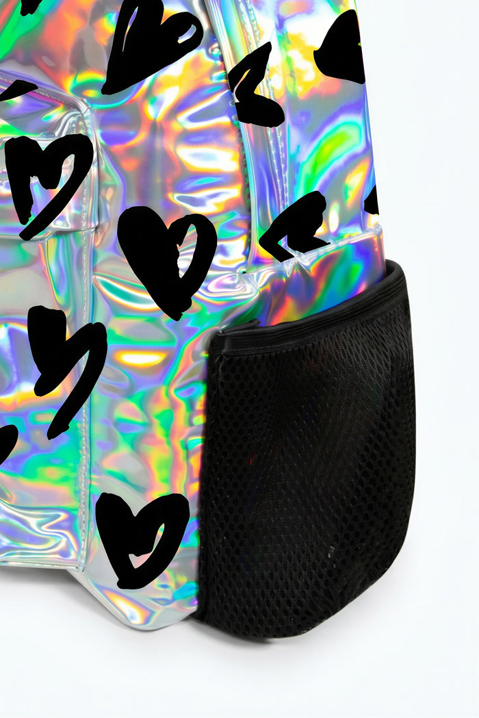 Hype Girls Holographic Scribble Hearts Backpack