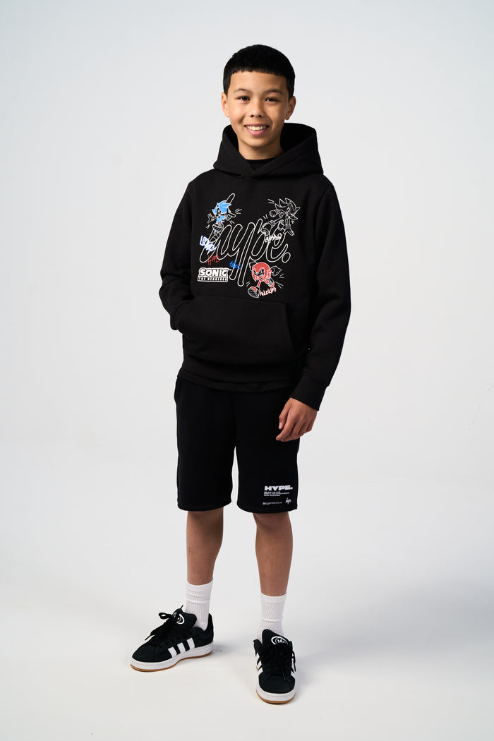Hype x Sonic The Hedgehog™ Boys Black Sonic Stamp Hoodie